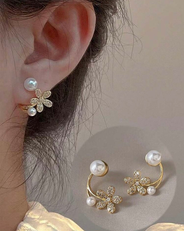 Pendientes Flores con Perlas