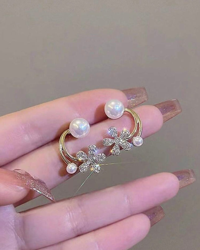 Pendientes Flores con Perlas