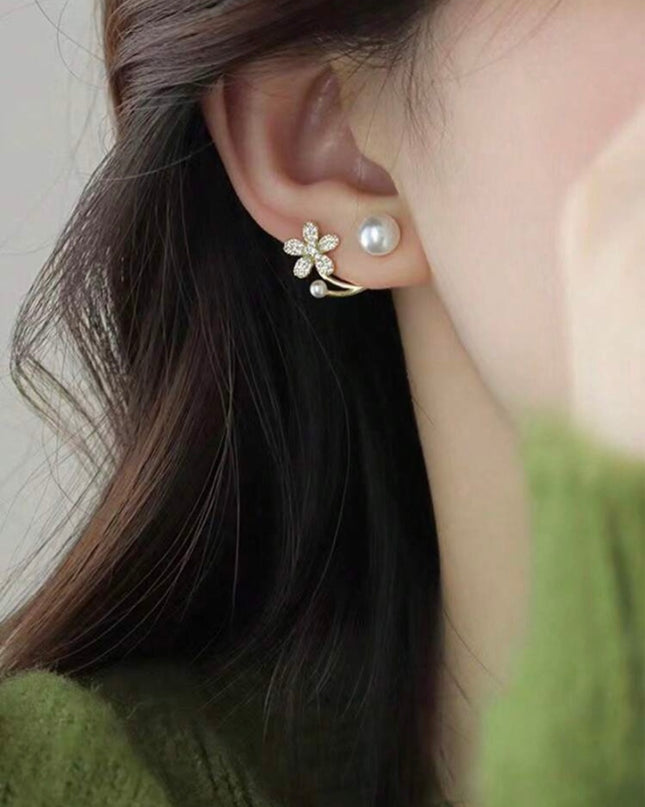 Pendientes Flores con Perlas