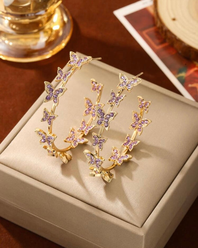 Aretes de Aro con Diseño de Mariposas