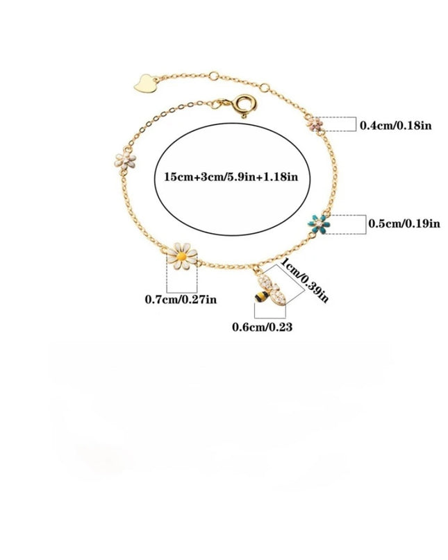 Pulsera Plata 925 Inspirada en un Bosque, Dije de Abeja