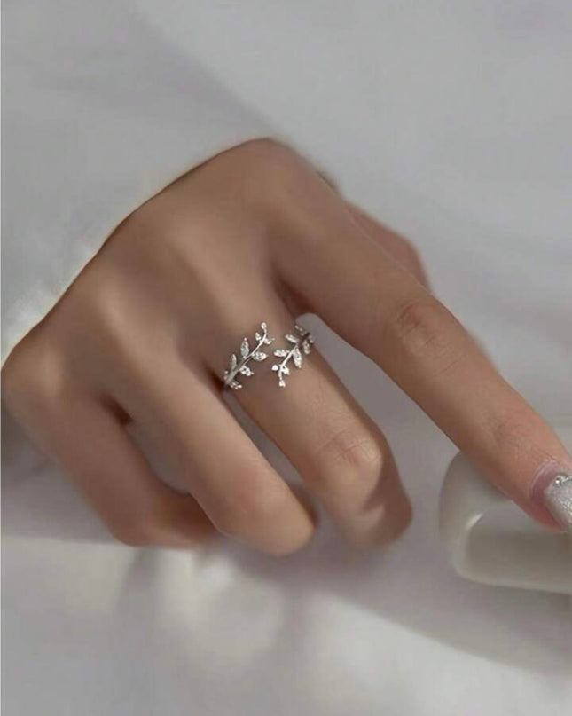 Anillo Ajustable Rama de Olivo Plata 925
