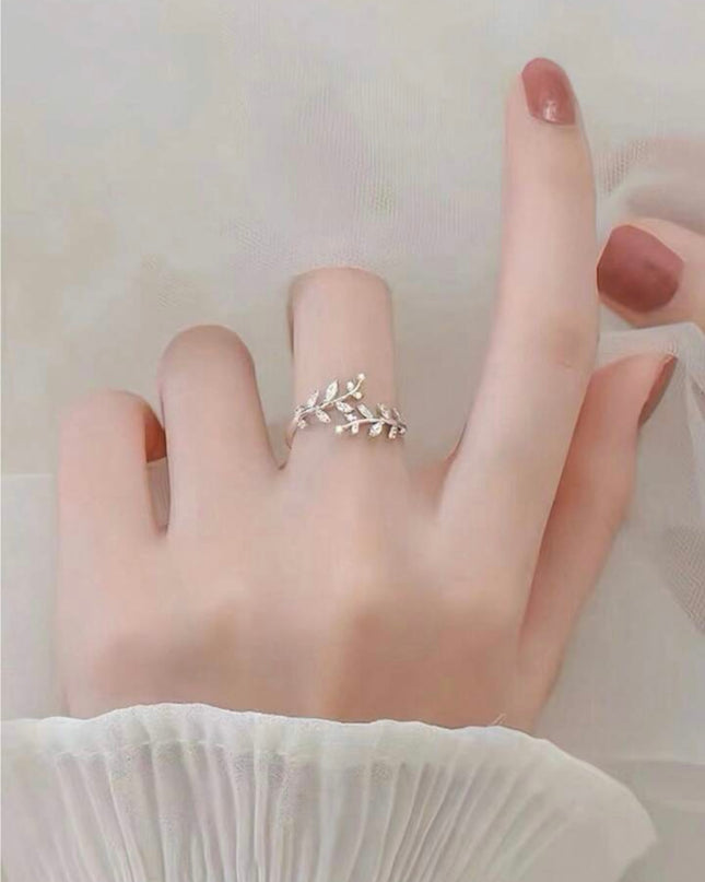 Anillo Ajustable Rama de Olivo Plata 925