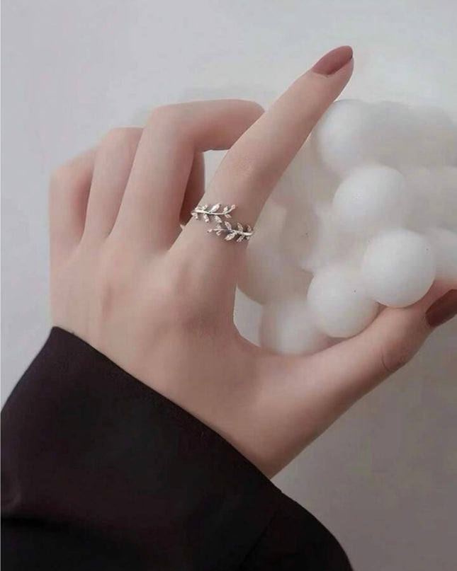 Anillo Ajustable Rama de Olivo Plata 925