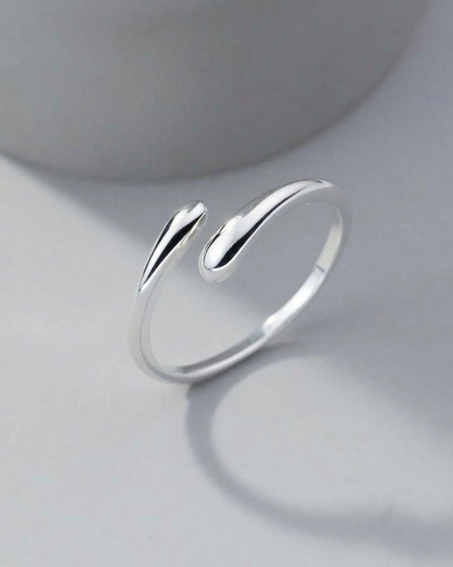 Anillo Abierto Diseño Gota de Agua Plata S925 Unisex