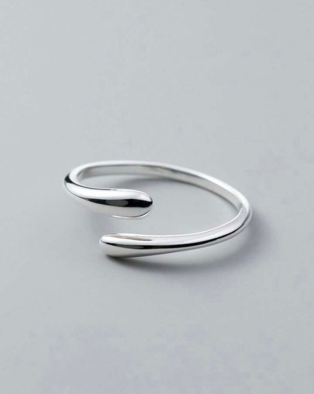 Anillo Abierto Diseño Gota de Agua Plata S925 Unisex