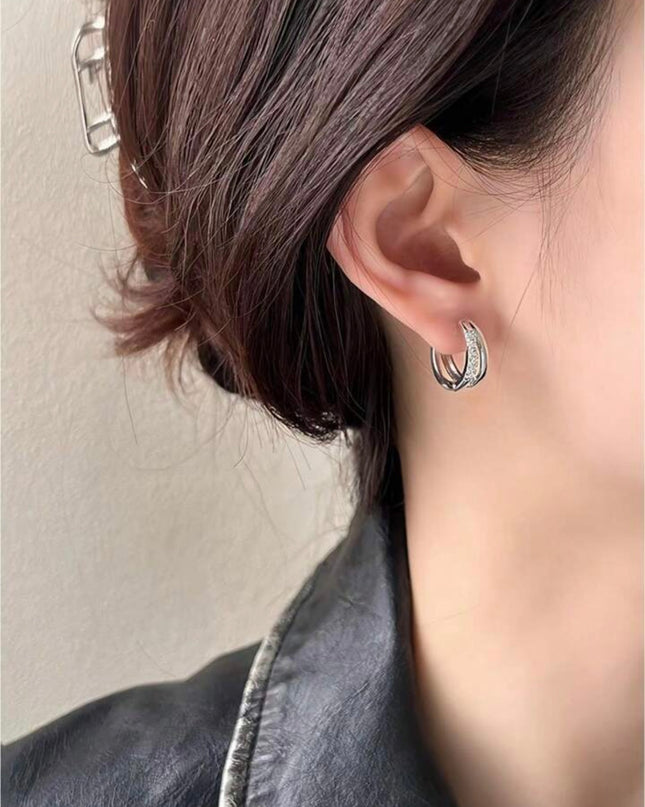 Pendientes Aro Doble Plata de ley 925