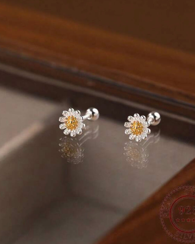 Aretes Margarita Plata 925 con Cierre de Rosca