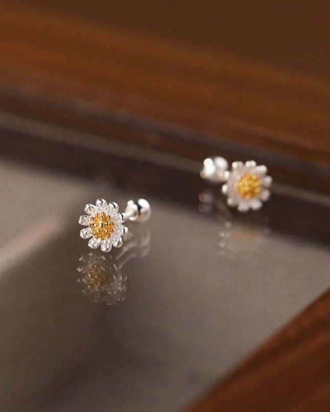 Aretes Margarita Plata 925 con Cierre de Rosca
