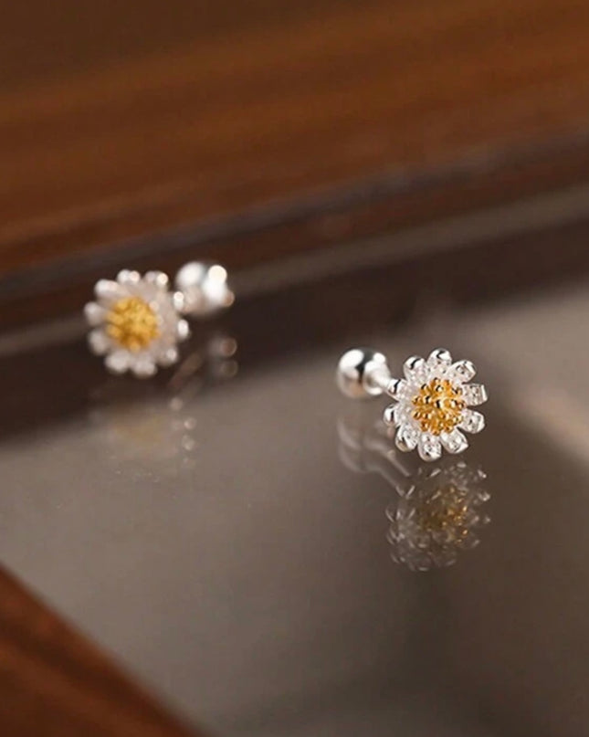 Aretes Margarita Plata 925 con Cierre de Rosca