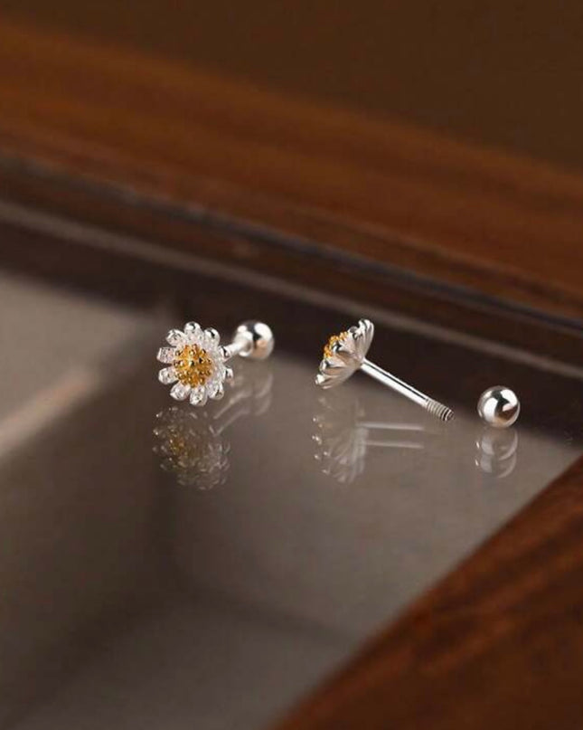 Aretes Margarita Plata 925 con Cierre de Rosca