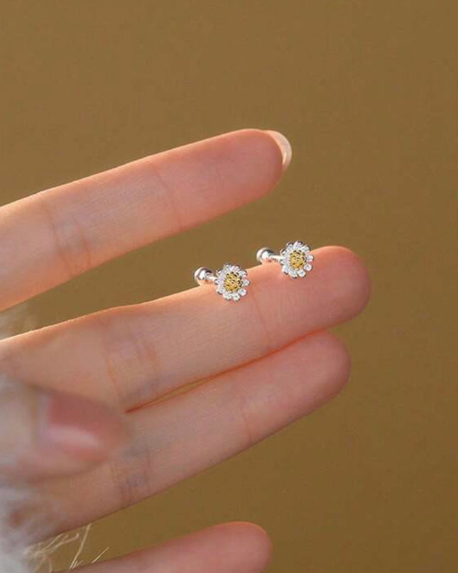 Aretes Margarita Plata 925 con Cierre de Rosca