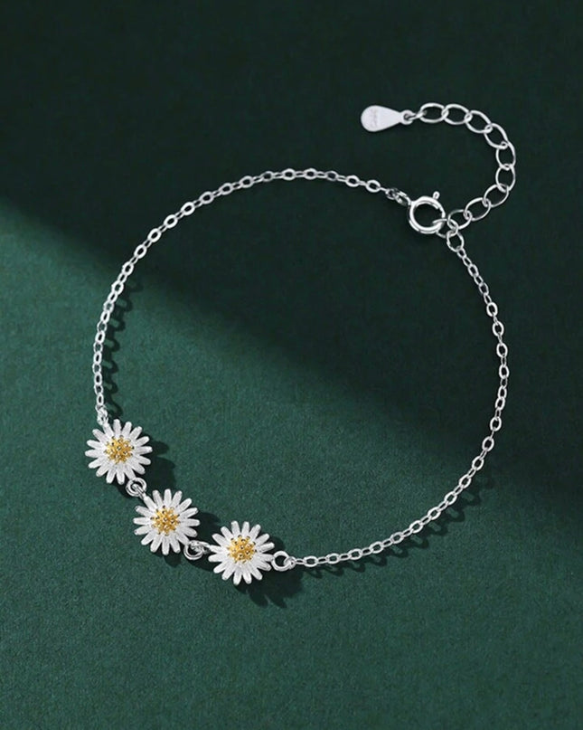 Elegante Brazalete de Flor Plata de ley 925