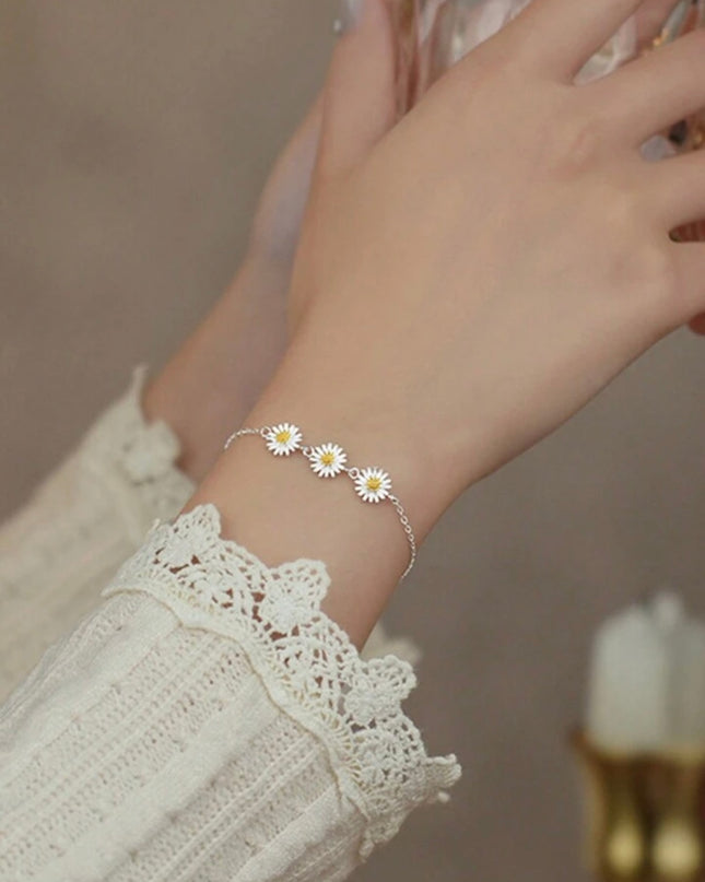 Elegante Brazalete de Flor Plata de ley 925