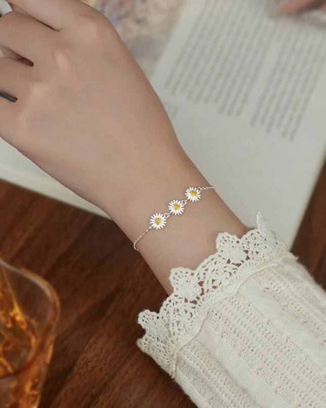 Elegante Brazalete de Flor Plata de ley 925