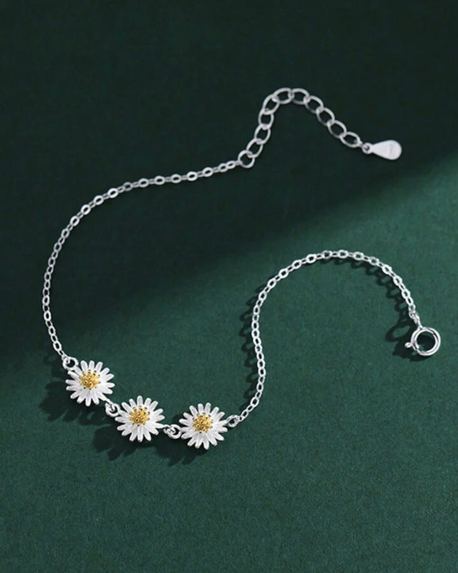 Elegante Brazalete de Flor Plata de ley 925