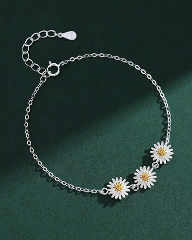 Elegante Brazalete de Flor Plata de ley 925