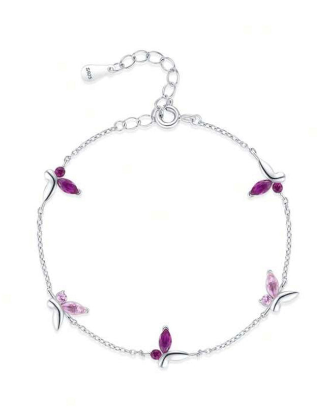 Pulsera Plata 925 Mariposa Rosa Dulce