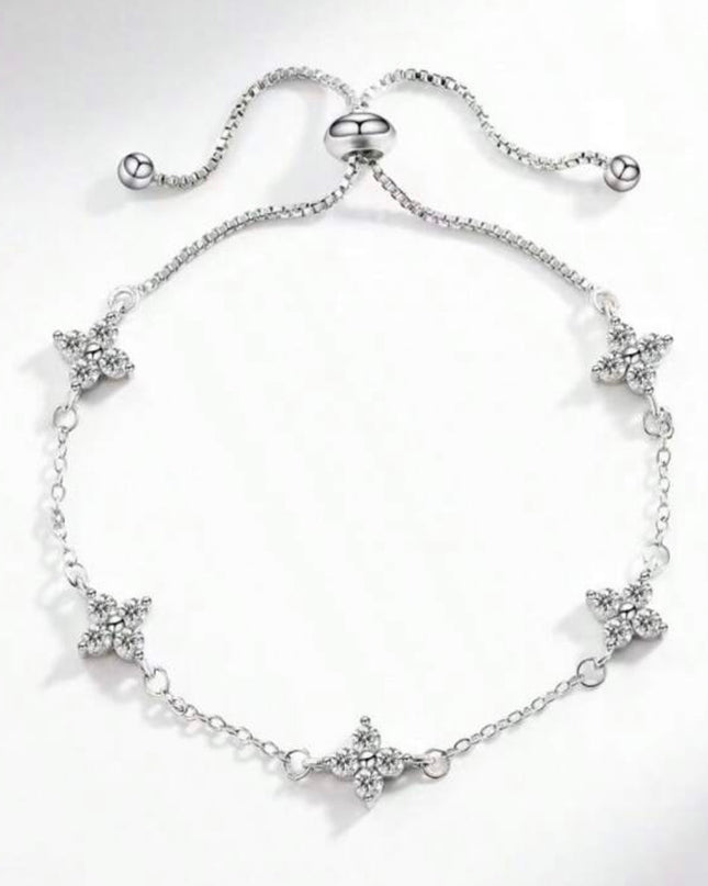 Pulsera Flor de Trébol De La Suerte Plata 925