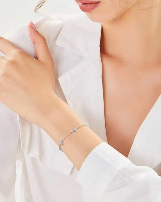 Pulsera Flor de Trébol De La Suerte Plata 925