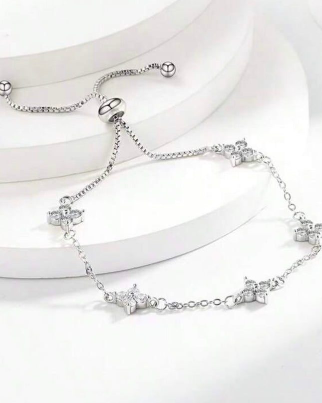 Pulsera Flor de Trébol De La Suerte Plata 925