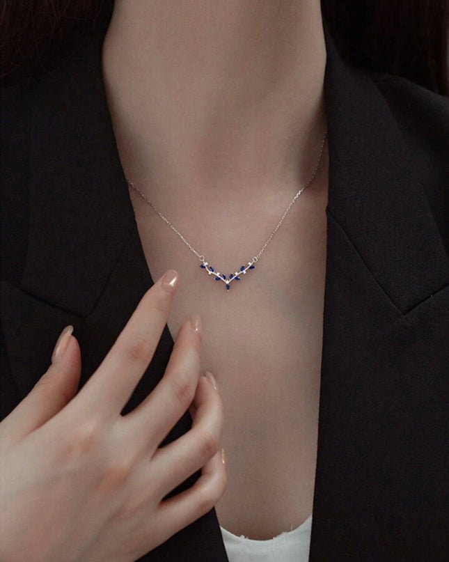 Collar Único De Asta De Ciervo De Plata De Ley S925
