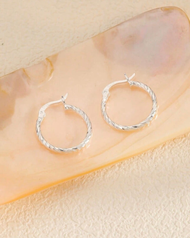 Aretes de Aro Retorcido Geométrico Plata de ley S925