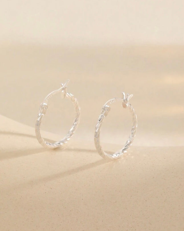 Aretes de Aro Retorcido Geométrico Plata de ley S925