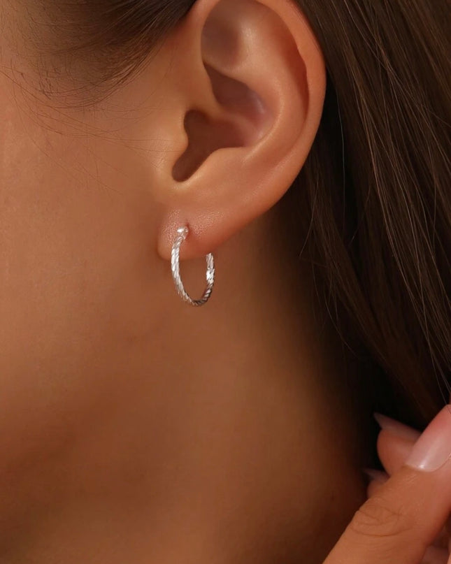 Aretes de Aro Retorcido Geométrico Plata de ley S925