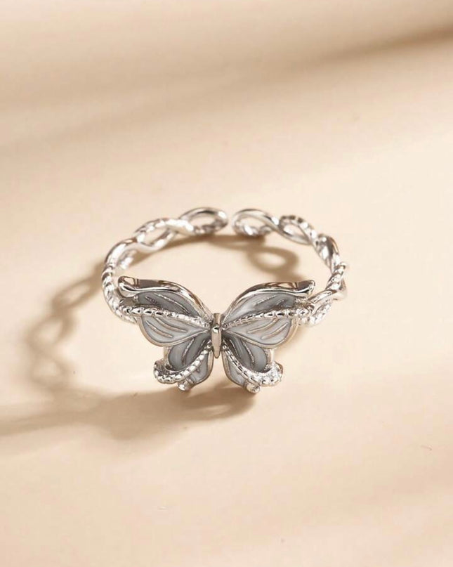 Anillo Ajustable de Mariposa Plata de ley 925