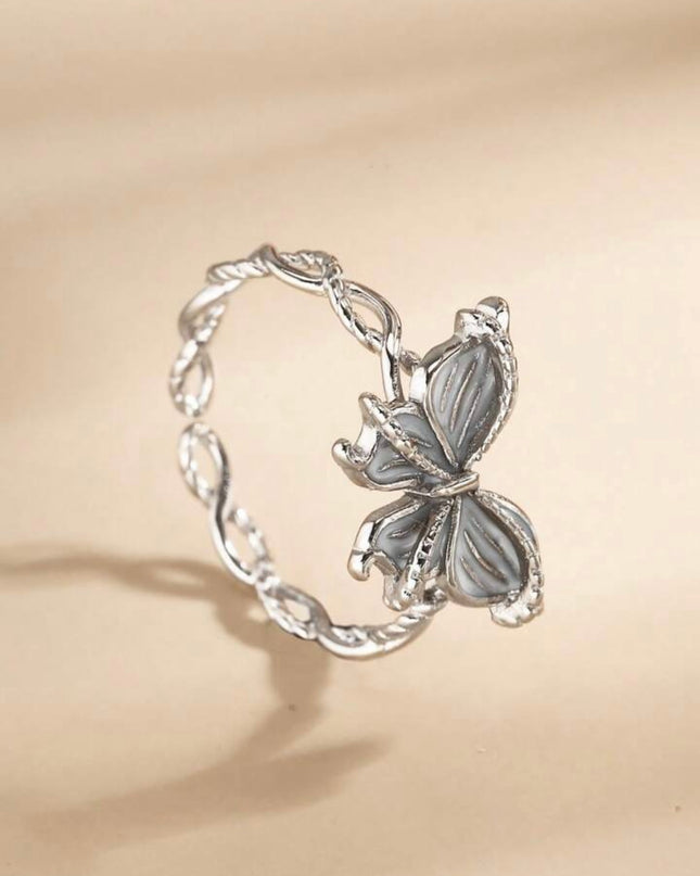 Anillo Ajustable de Mariposa Plata de ley 925