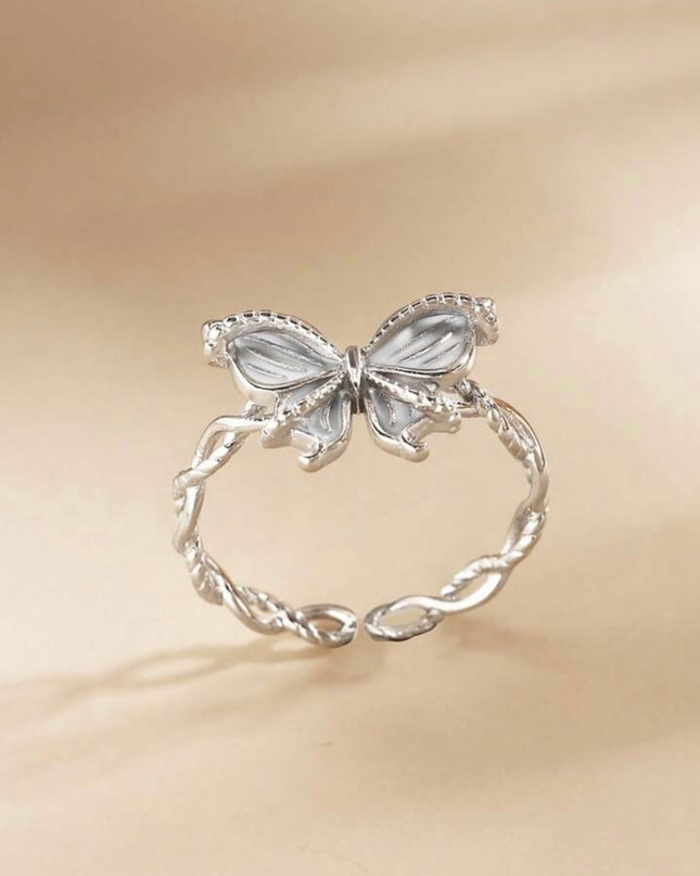 Anillo Ajustable de Mariposa Plata de ley 925