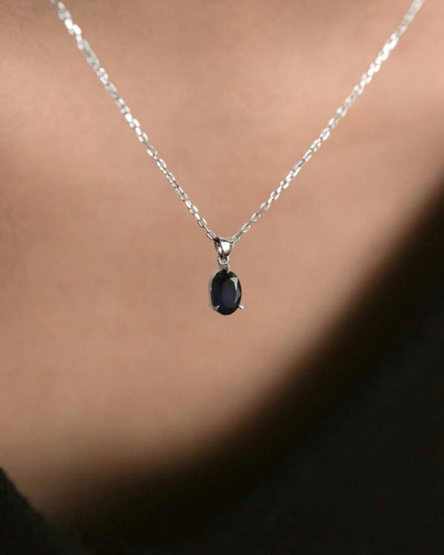 Collar de Clavícula con Colgante de Zirconia Cúbica Negra Plata 925