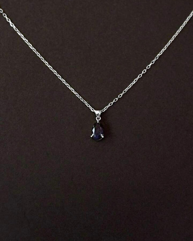 Collar de Clavícula con Colgante de Zirconia Cúbica Negra Plata 925