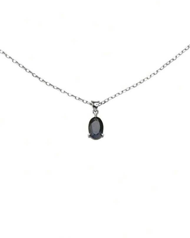 Collar de Clavícula con Colgante de Zirconia Cúbica Negra Plata 925