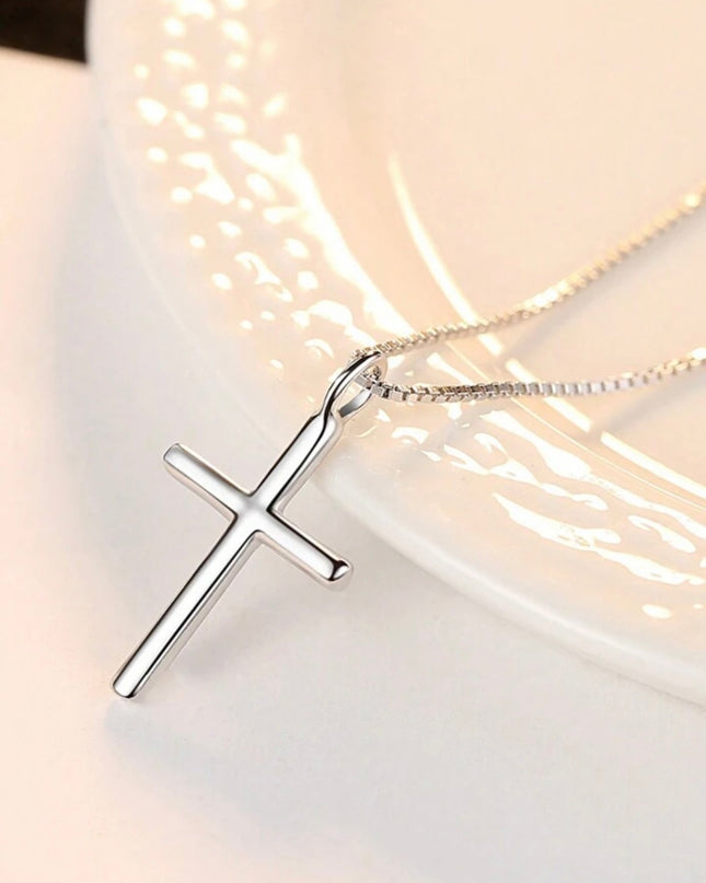 Collar De Cruz Plata de Ley S925