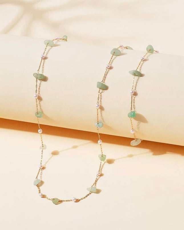 Set 2 Piezas Collar y Pulsera Piedras Verdes