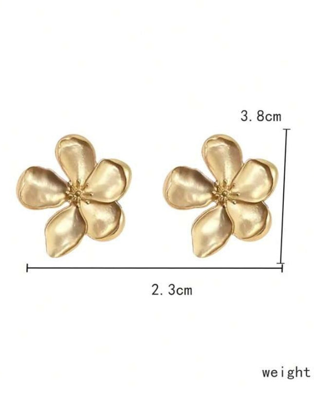 Pendientes Diseño Flor Verde con Dorado