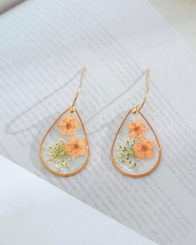 Aretes Transparentes de Resina Flores Nomeolvides