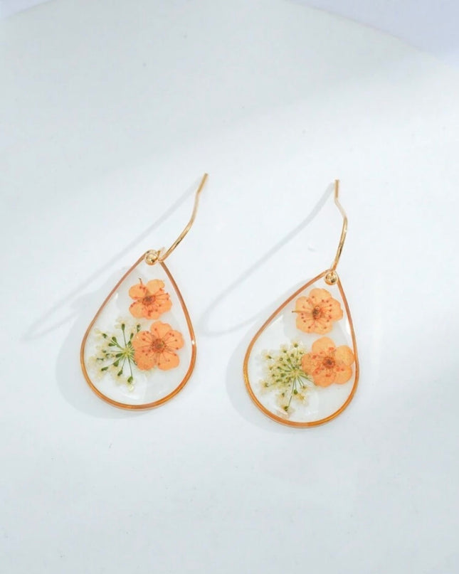 Aretes Transparentes de Resina Flores Nomeolvides