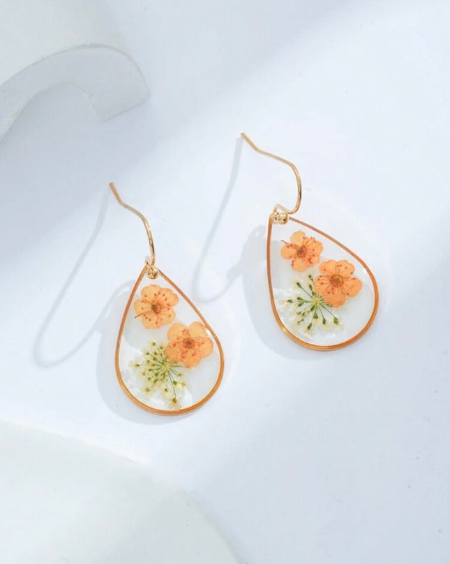 Aretes Transparentes de Resina Flores Nomeolvides