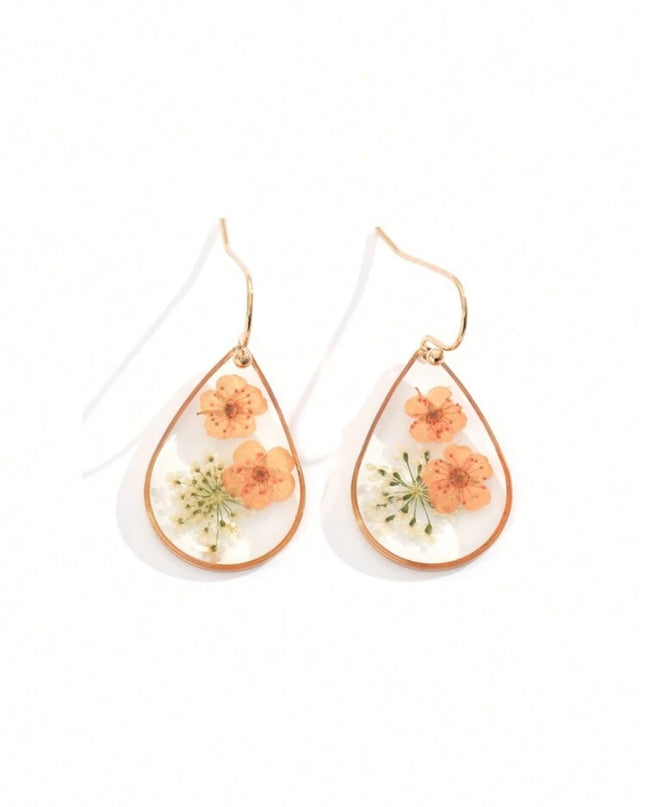 Aretes Transparentes de Resina Flores Nomeolvides