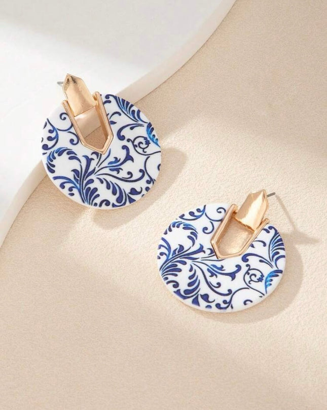 Pendientes Circulares Estilo Porcelana