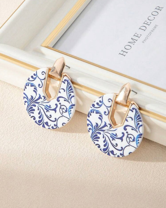 Pendientes Circulares Estilo Porcelana