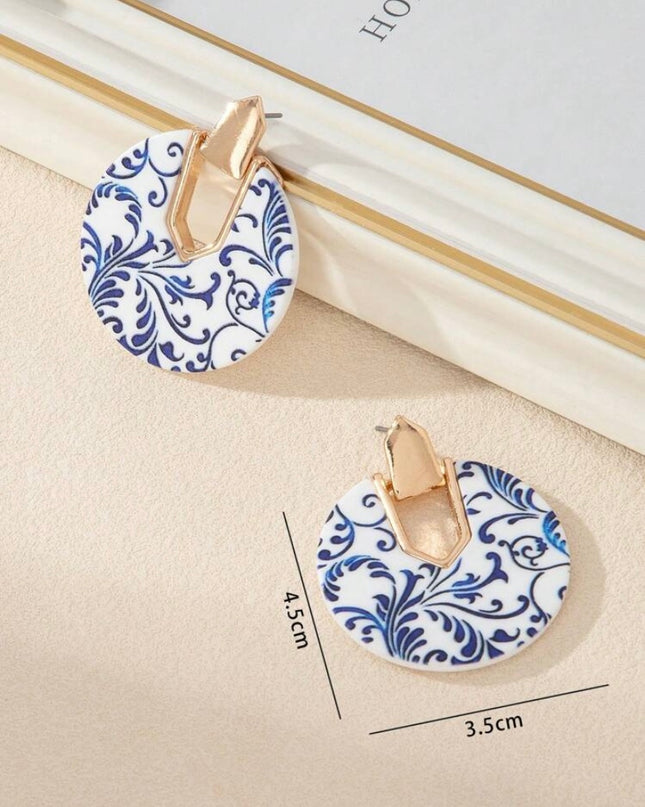 Pendientes Circulares Estilo Porcelana