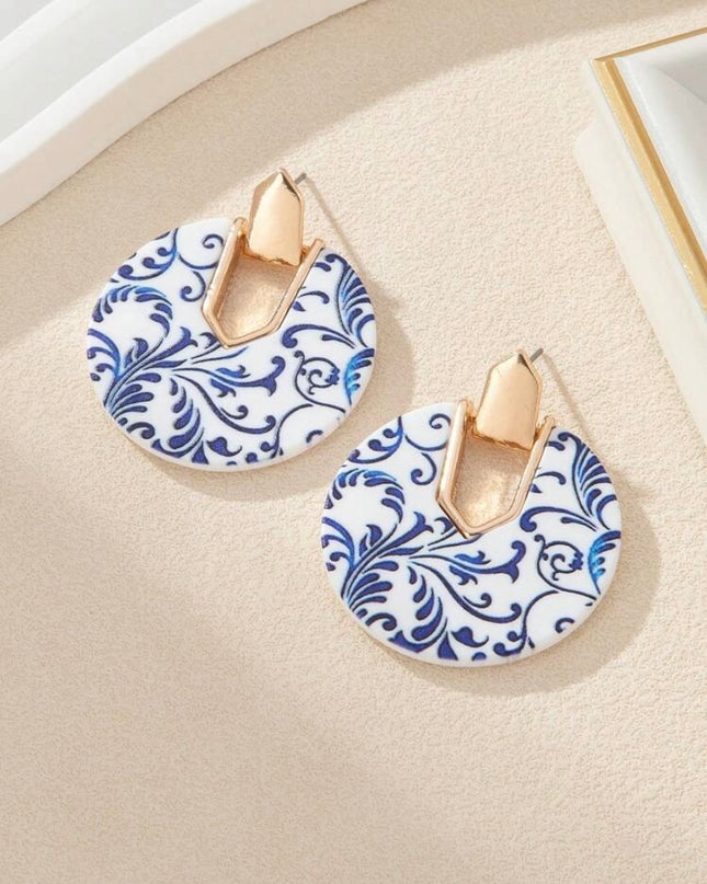 Pendientes Circulares Estilo Porcelana