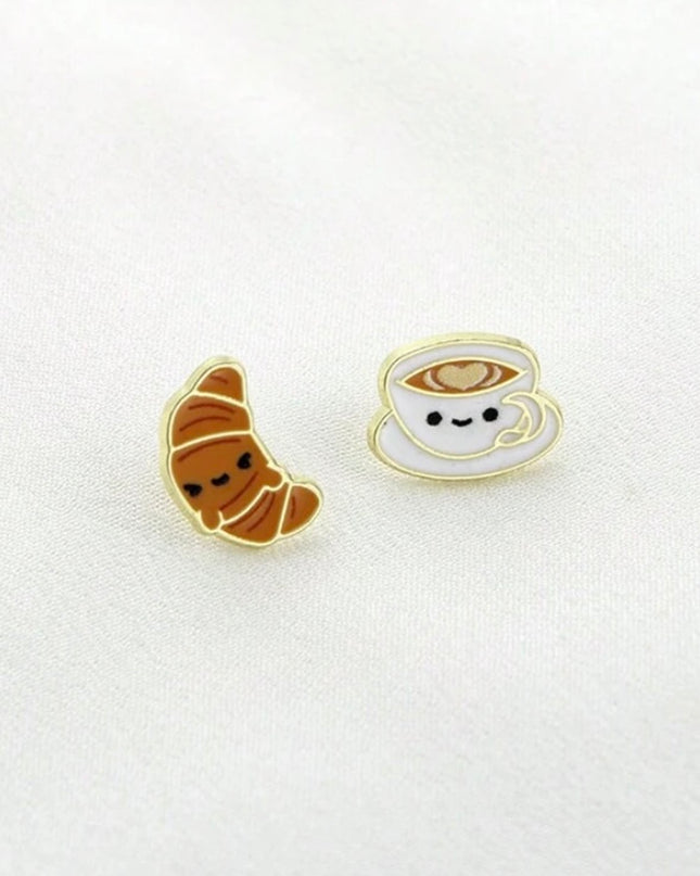 Pendientes Cortos Café y Croissant