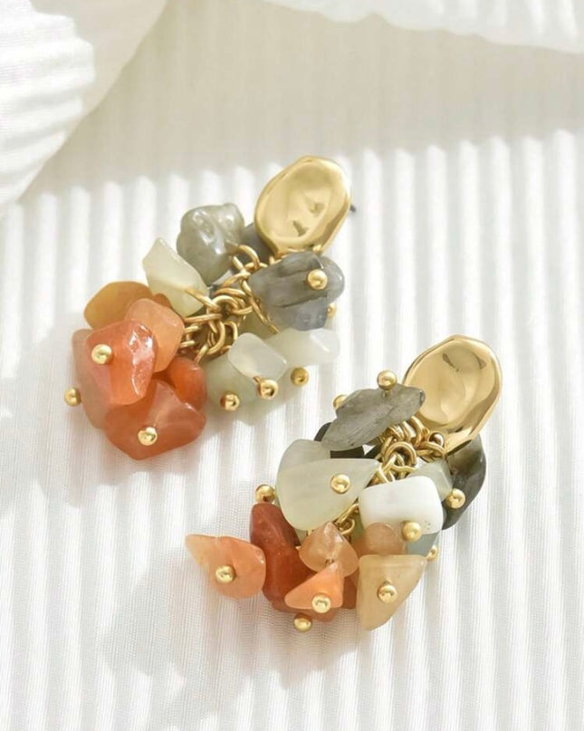 Pendientes Vintage Europeo Piedras de Colores