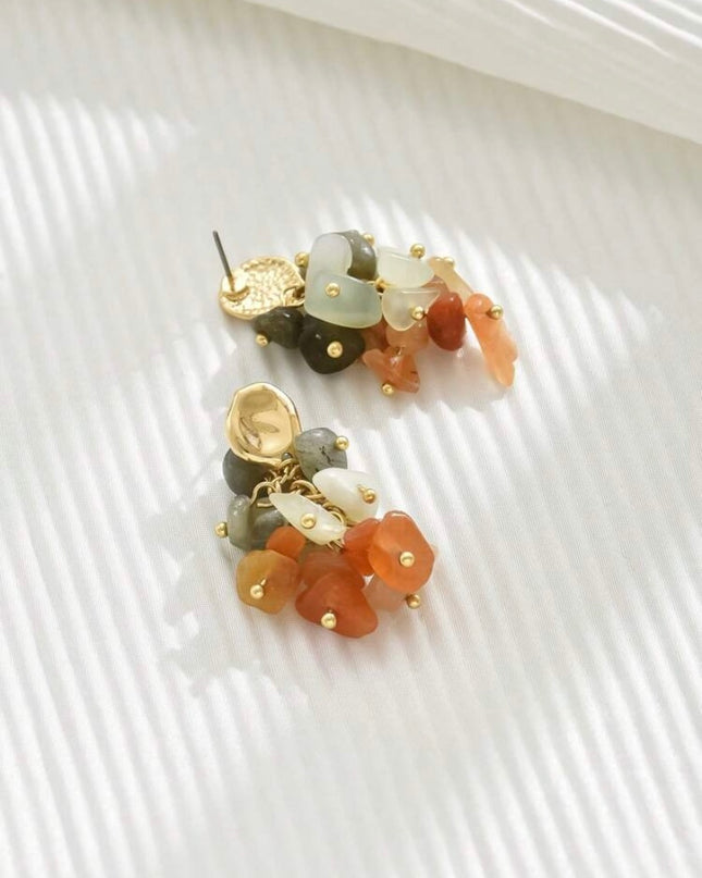 Pendientes Vintage Europeo Piedras de Colores