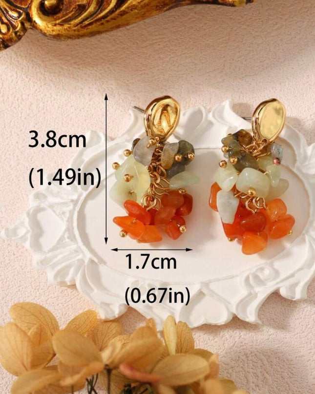 Pendientes Vintage Europeo Piedras de Colores
